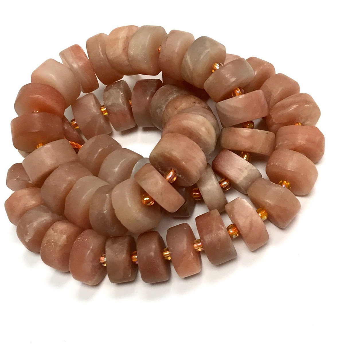 Peach Moonstone Matte Finish Rondell Beads 