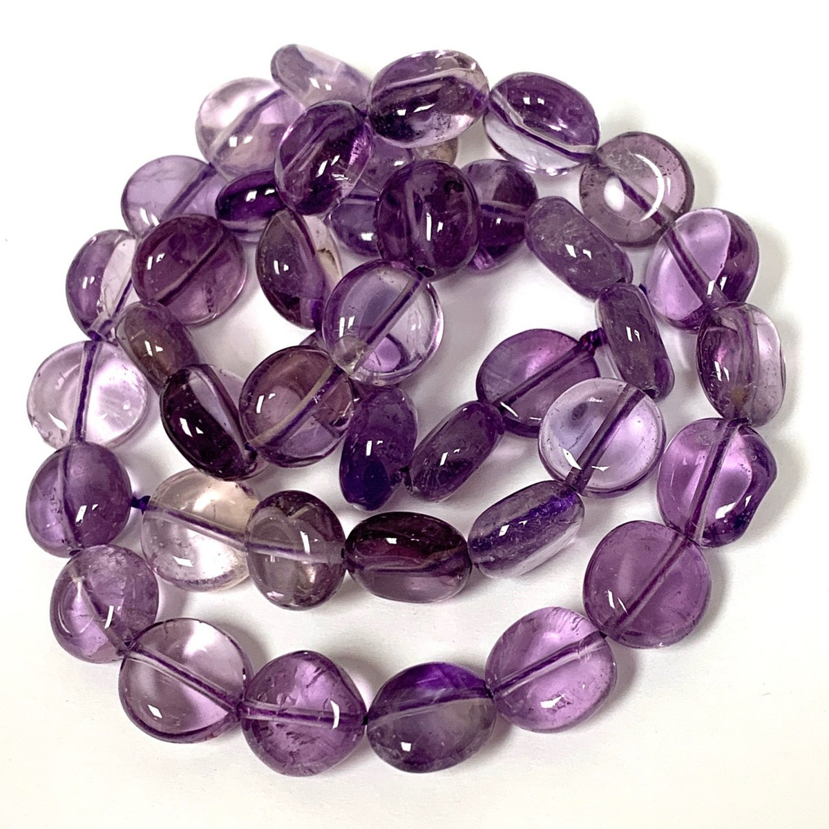 Amethyst Polished and Tumbled Flat Dime Beads 