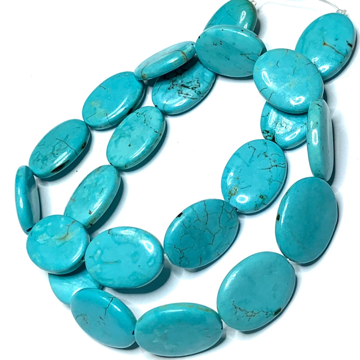 Natural Turquoise 12x10mm Oval Bead 8 Strand