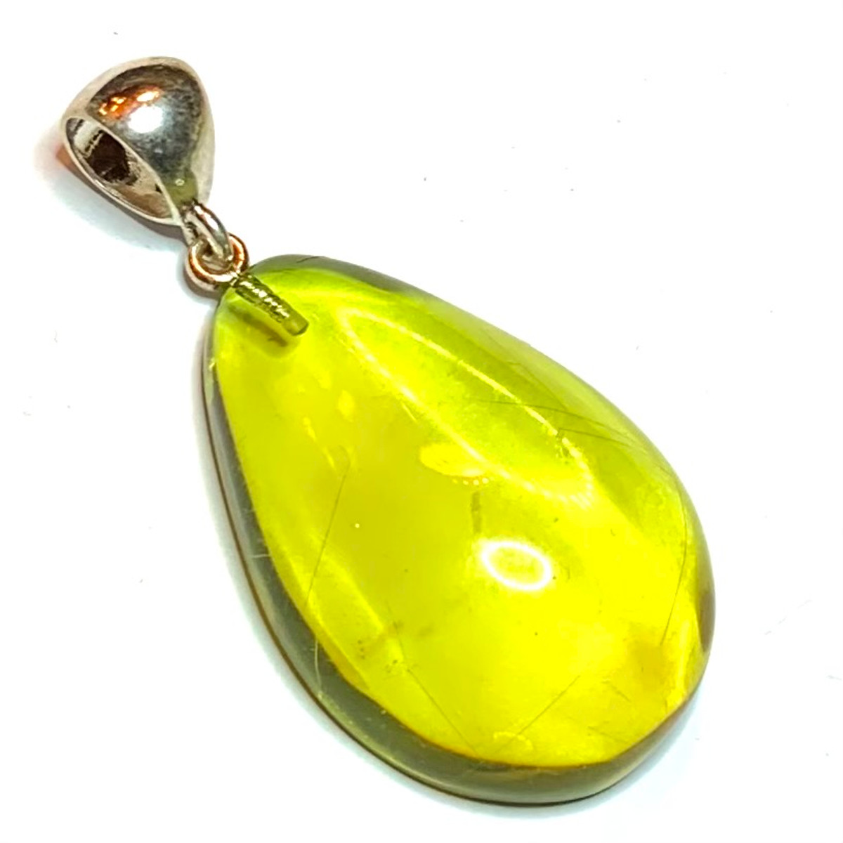 One of a Kind Caribbean Green Amber Pendant-34 x 23mm (P3665)
