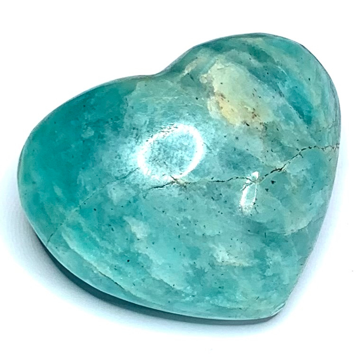 One of a Kind Amazonite Carved Heart Palm Stone-1 3/4 x 1 1/2"-NC4695 (NC4695)