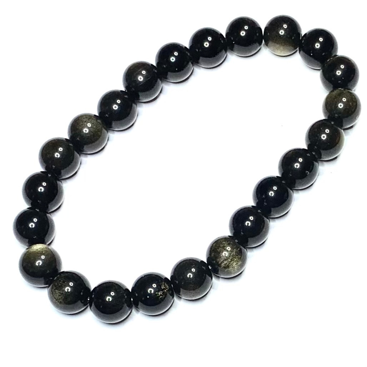 Golden Sheen Obsidian Mala Bead Bracelets-8mm (NC4878)