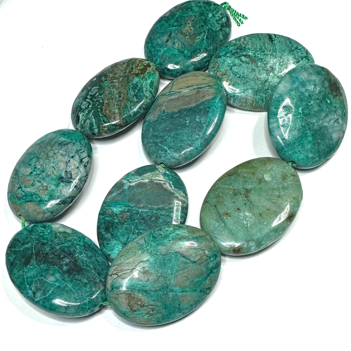 Chrysocolla Polished Flat Oval Beads-30 x 40mm (SP5103)