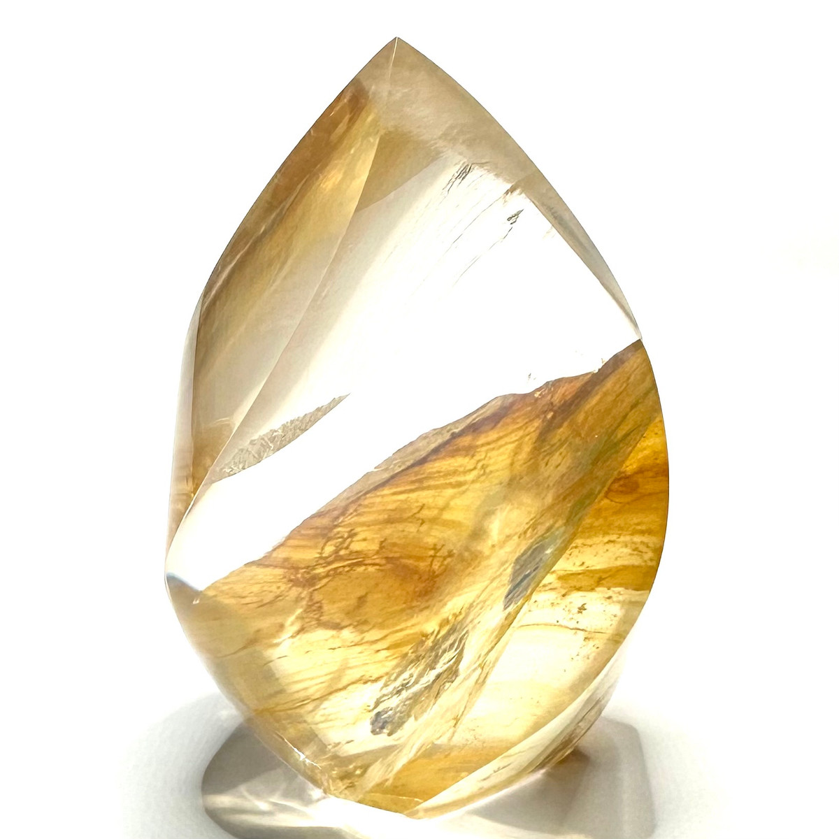 One of a Kind Girasol Quartz with Golden Healer Flame Tower-3 1/2 x 1 1/2" (NC5193)