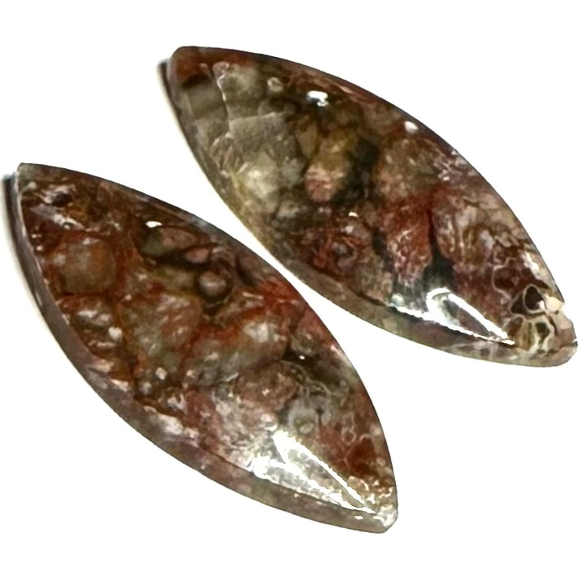 One of a Kind Plume Agate Earring/Pendant Pair-30 x 14mm-SP5221