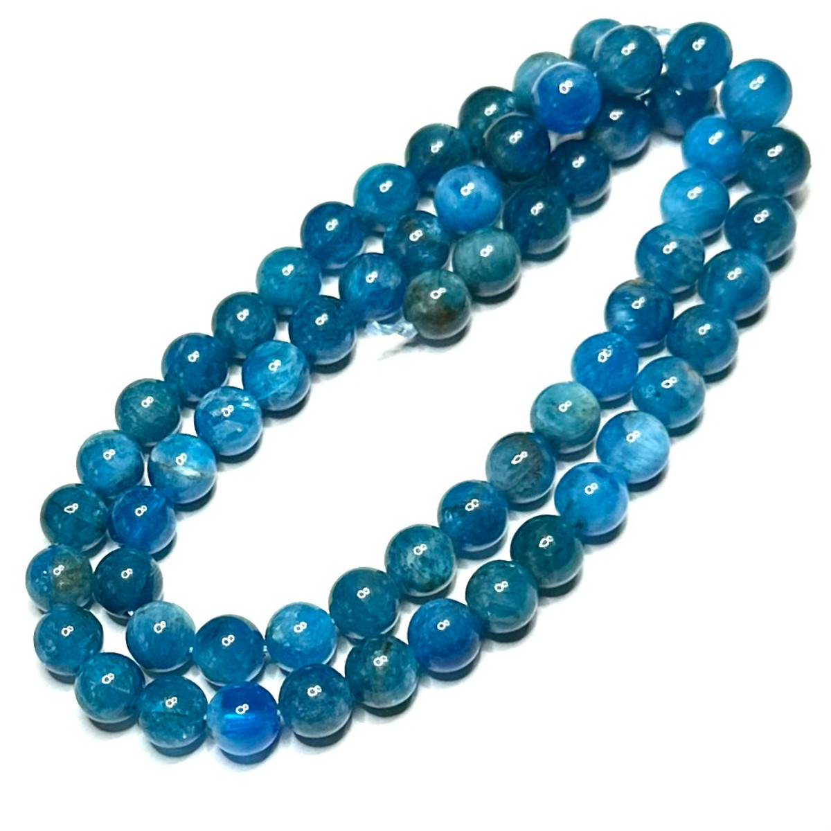 Blue Apatite Polished Round Beads-A+ Grade-6mm
