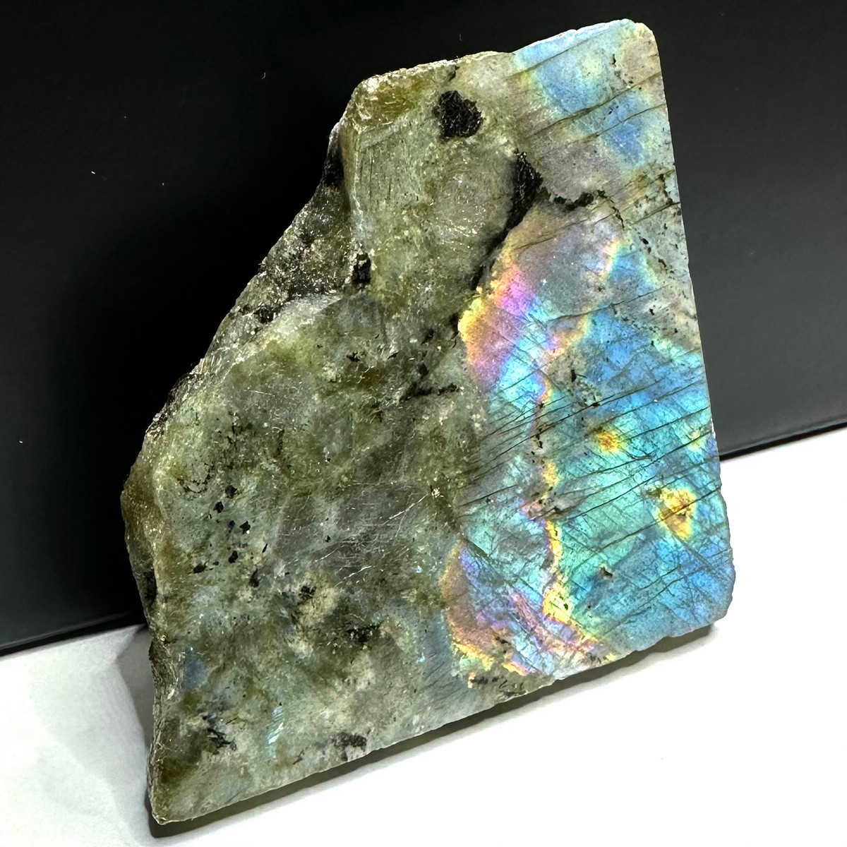 One of a Kind Purple Flash Labradorite Stone Slab-3 x 3" (NC5432)