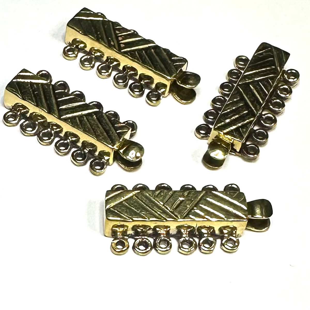 Brass Tribal Embossed 6-Strand Slider Clasp Closeout Lots-27 x 7mm