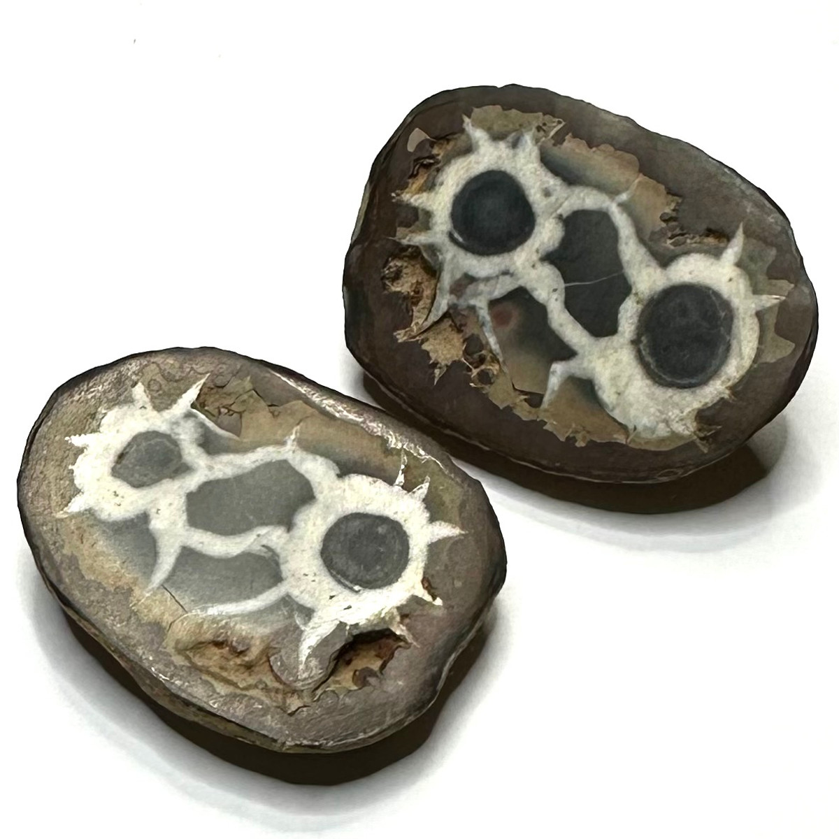 One of a Kind Septarian Geode "Dragon's Egg" Pair-42 x 33mm (NC5782)