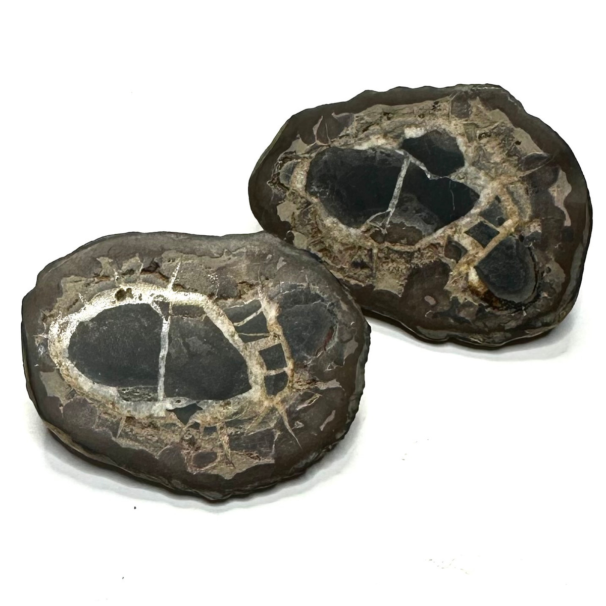 One of a Kind Septarian Geode "Dragon's Egg" Pair-44 x 32mm (NC5786) 