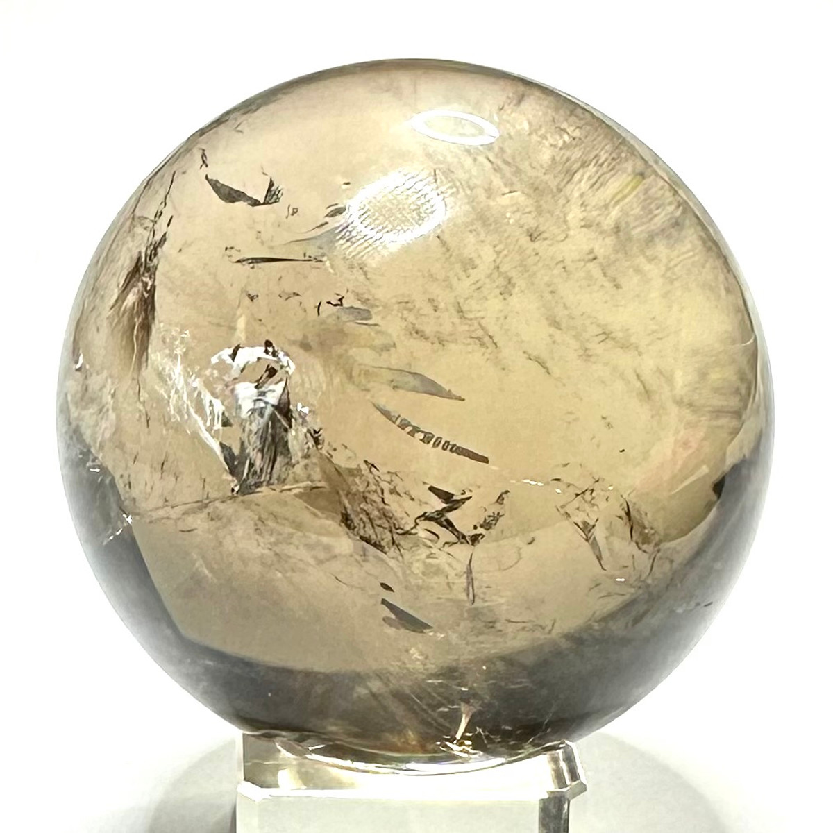 One of a Kind Smokey Quartz with Rainbow Inclusions Sphere-2 1/4"