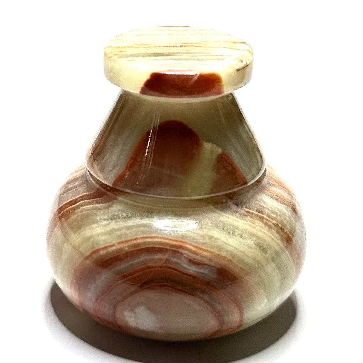 One of a Kind Carved Onyx Jar-2 x 1 3/4"-NC5940