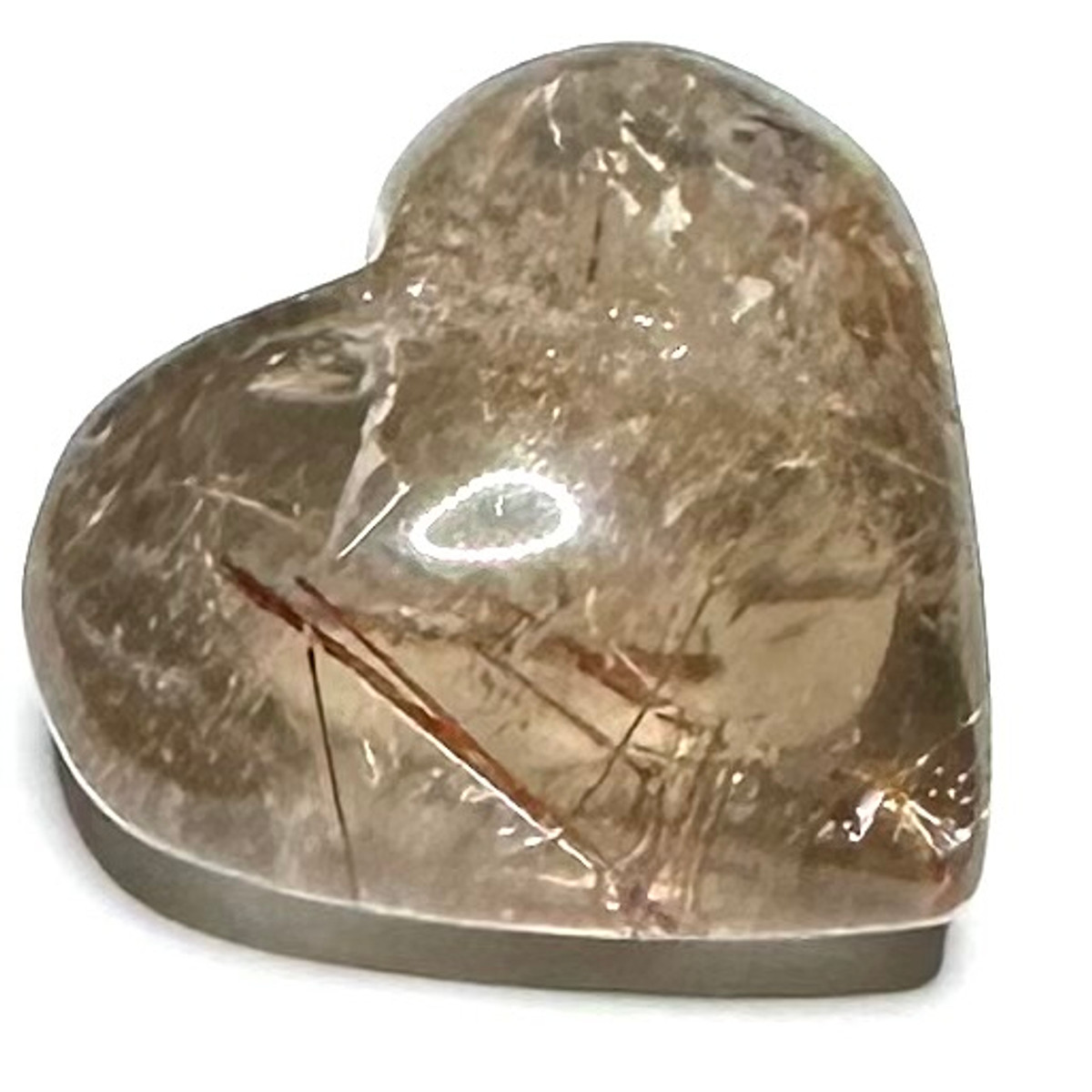 One of a Kind Rutile in Quartz Heart Stone-22 x 20mm