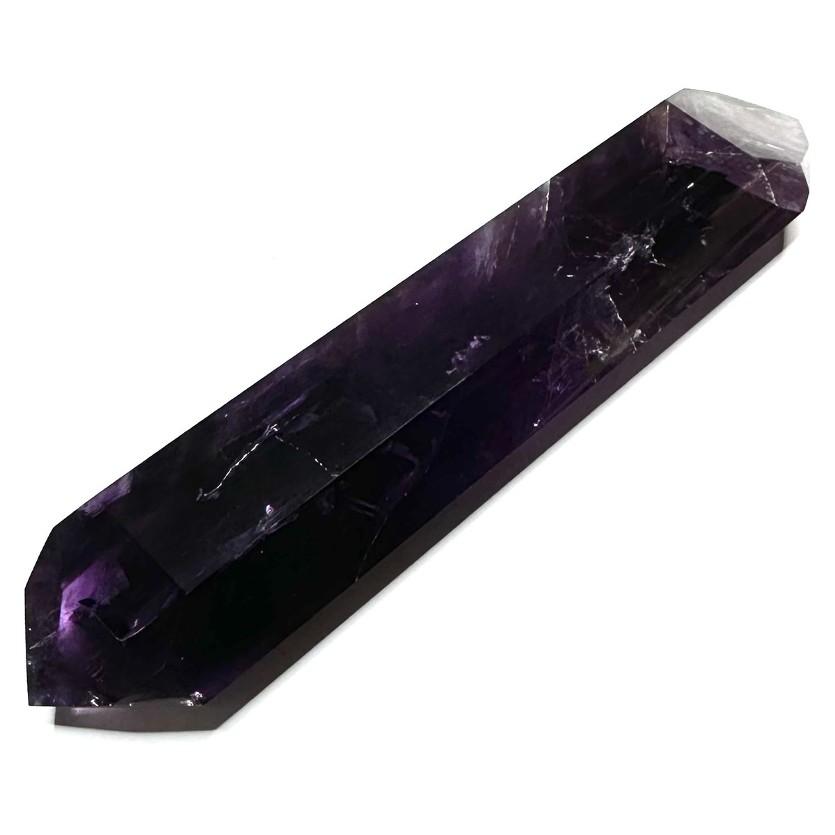 One of a Kind Amethyst with Rainbow Inclusions Double Terminated Point-5 1/2 x 1 1/4"
