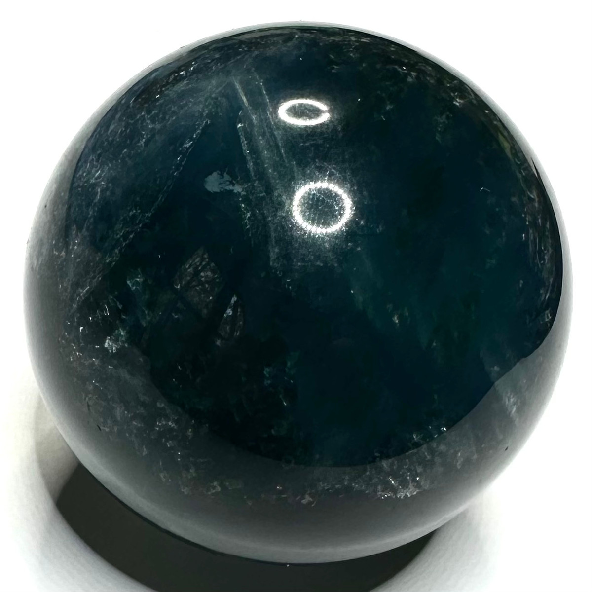 One of a Kind Blue Fluorite with Rainbow Inclusions Sphere-2"