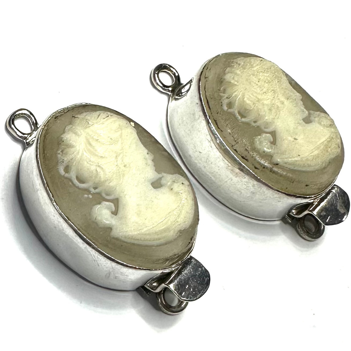 Sterling Silver "Nora" Oval Cameo Clasp Lot-Set of 2-26 x 19mm