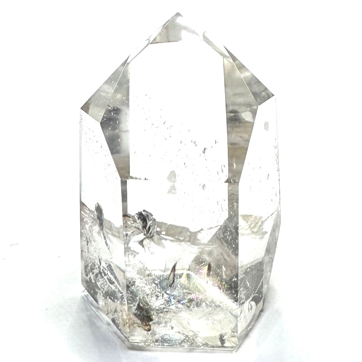 One of a Kind Manifestation Quartz Crystal with Rainbow Inclusions Tower Stone-1 3/4 x 1 1/4"