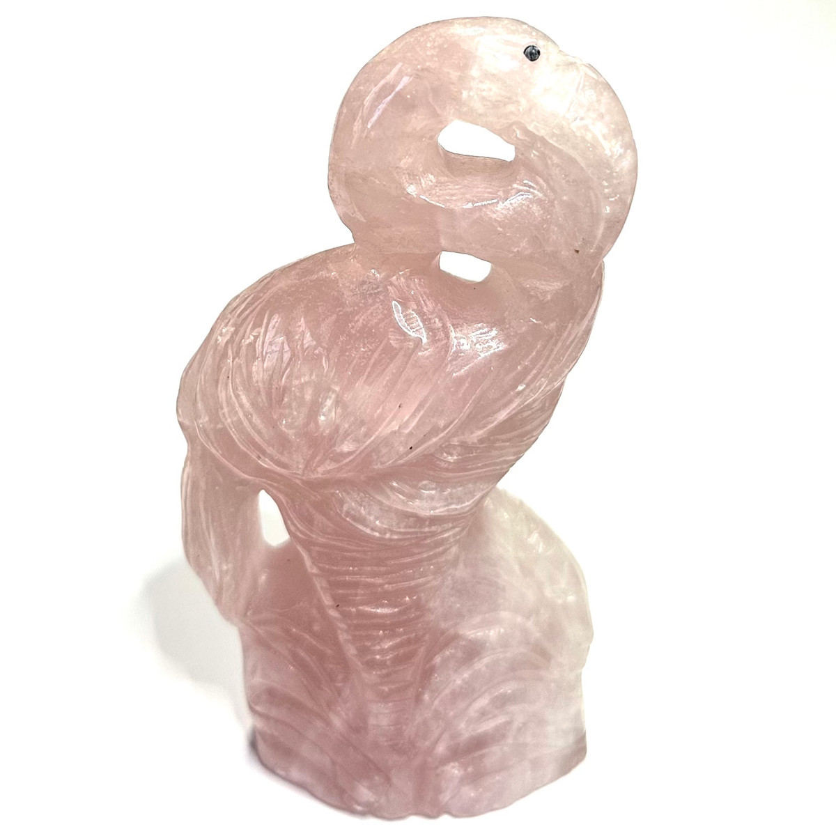 One of a Kind Rose Quartz Carved Flamingo-5 x 2 1/2"