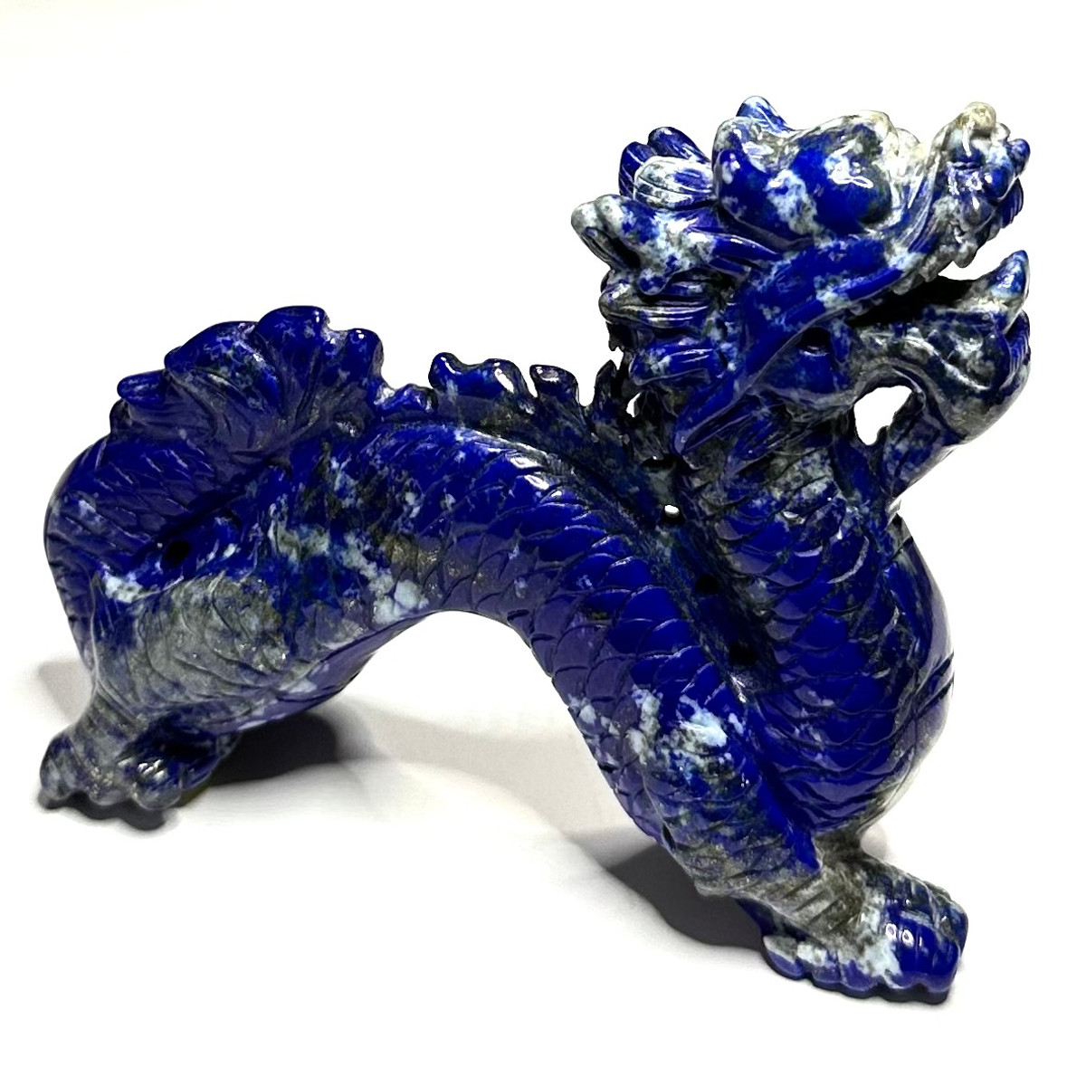 One of a Kind Carved Lapis Dragon-4 1/2 x 3 1/2"