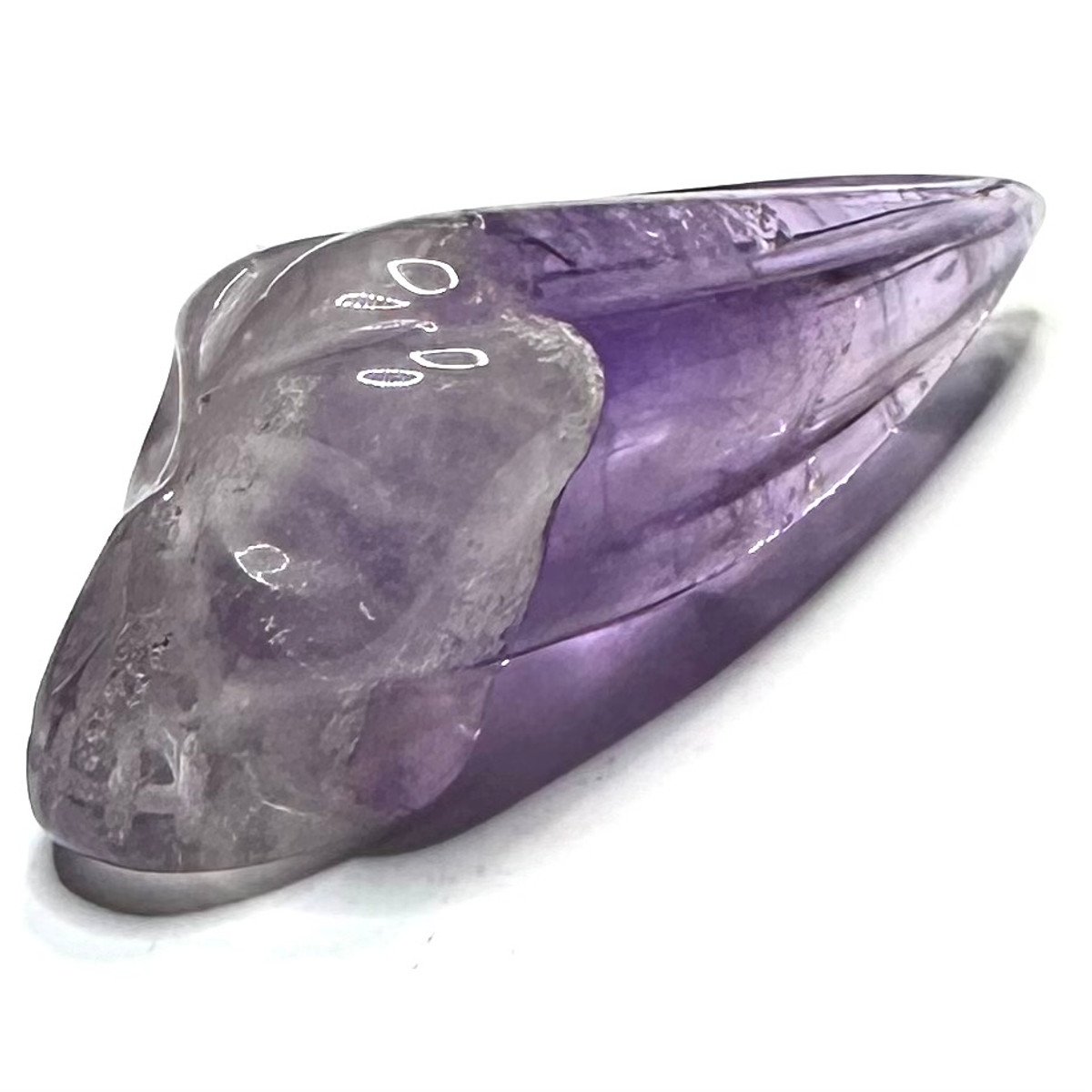 RARE-One of a Kind Vanderlei Barreto Carved Amethyst Traveler Skull-1 3/4 x 3/4"-NC7184