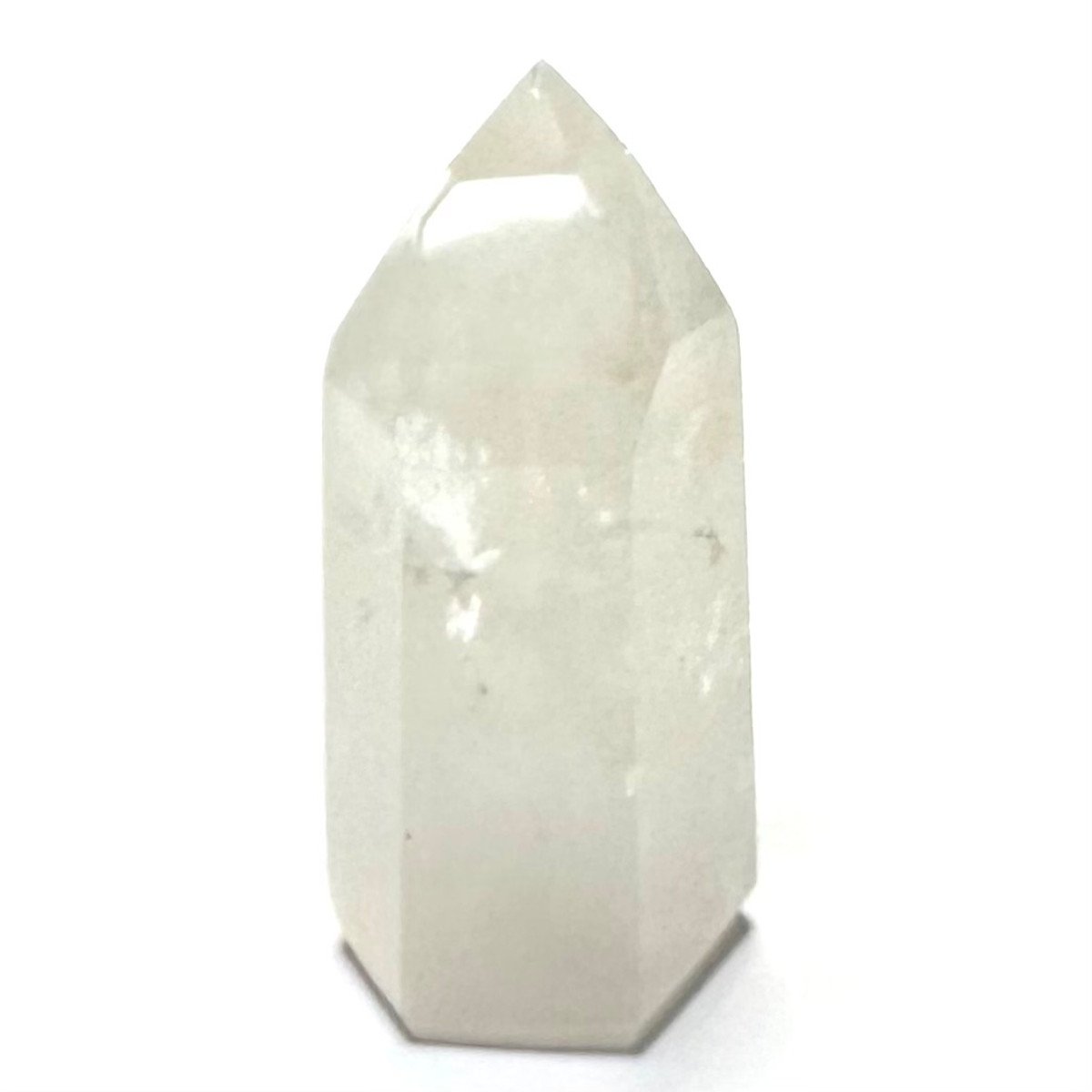 One of a Kind White Amphibole in Quartz Crystal Mini Tower-2 x 3/4"-NC7238