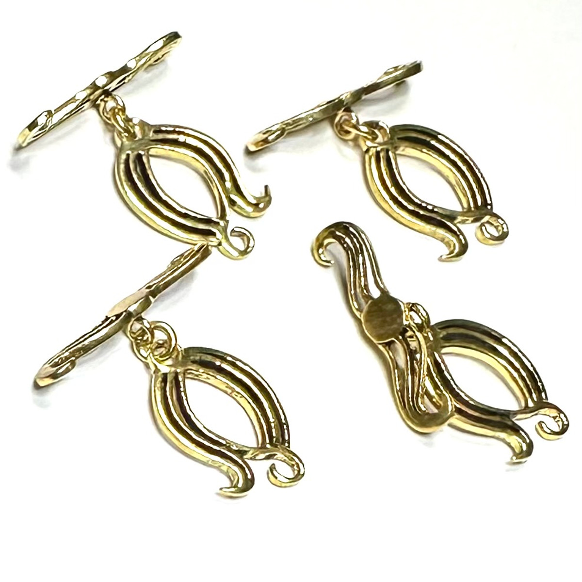 Antiqued Vermeil Squiggly Toggle Clasp Lots-24 x 18mm-SALE7350
