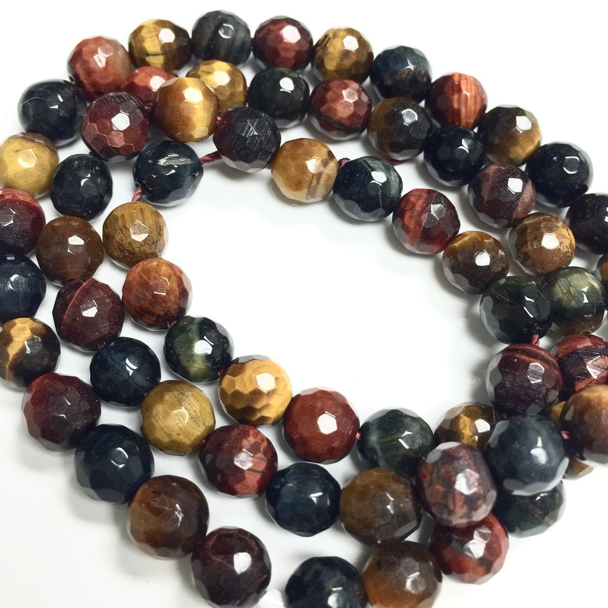Multi Colored Tiger Eye Faceted Beads - 6mm