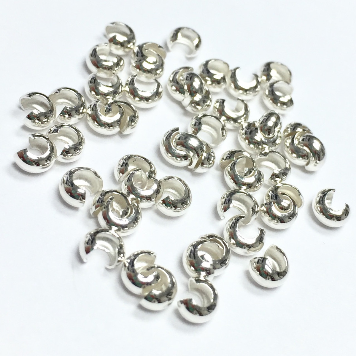 Sterling Silver Crimp Covers - 3.2mm