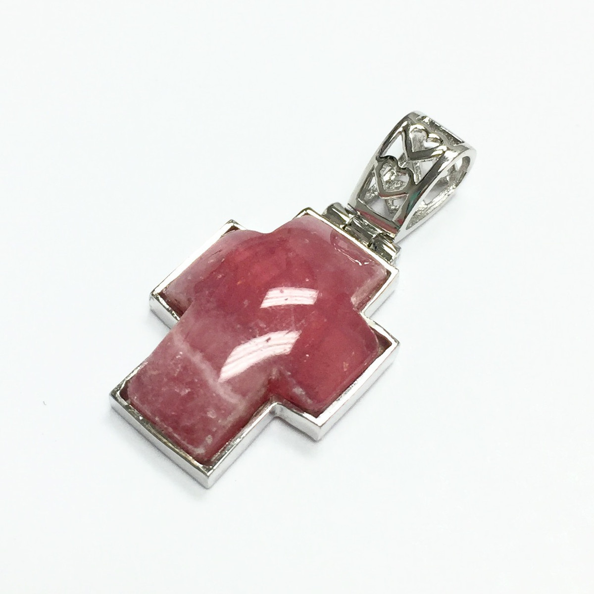 Rhodocrosite Cross Pendant 12 x 16mm