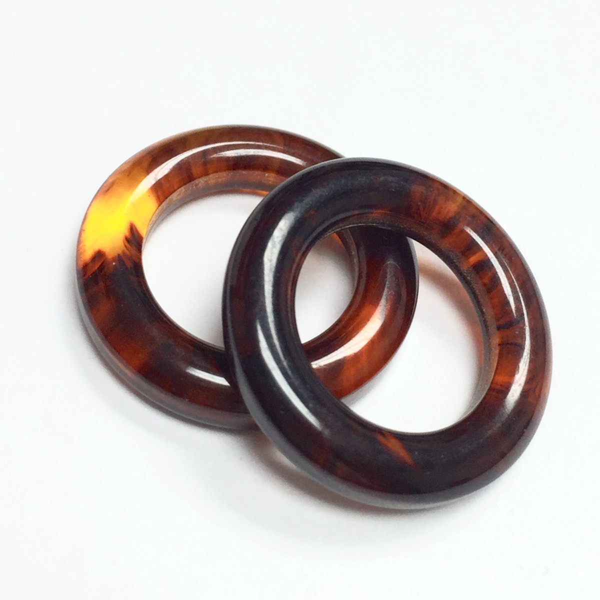 Vintage Bakelite Beads - Tortoise Rings Small