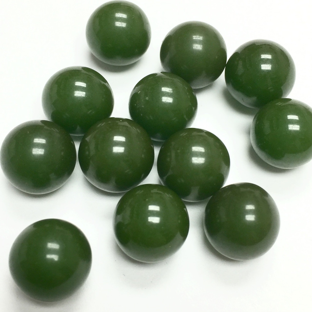 Vintage Bakelite NO HOLE Beads - Greasy Green