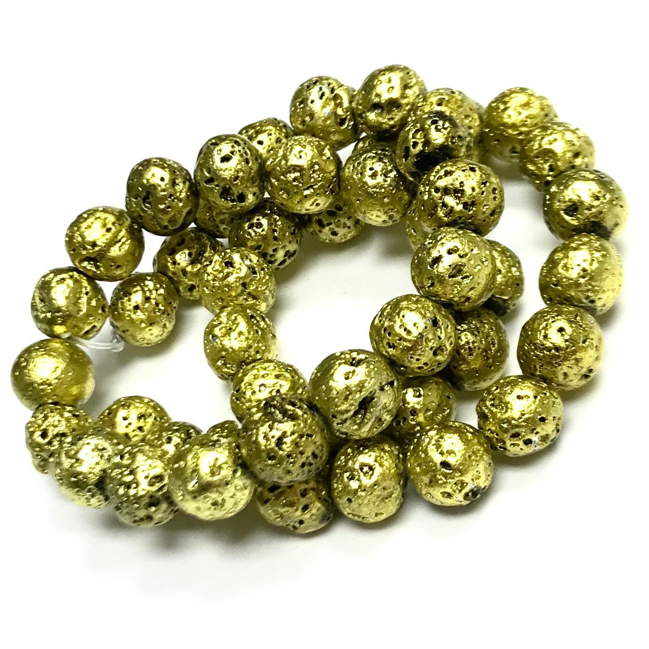 Metallic Chartreuse Titanium Coated Lava Rock Beads