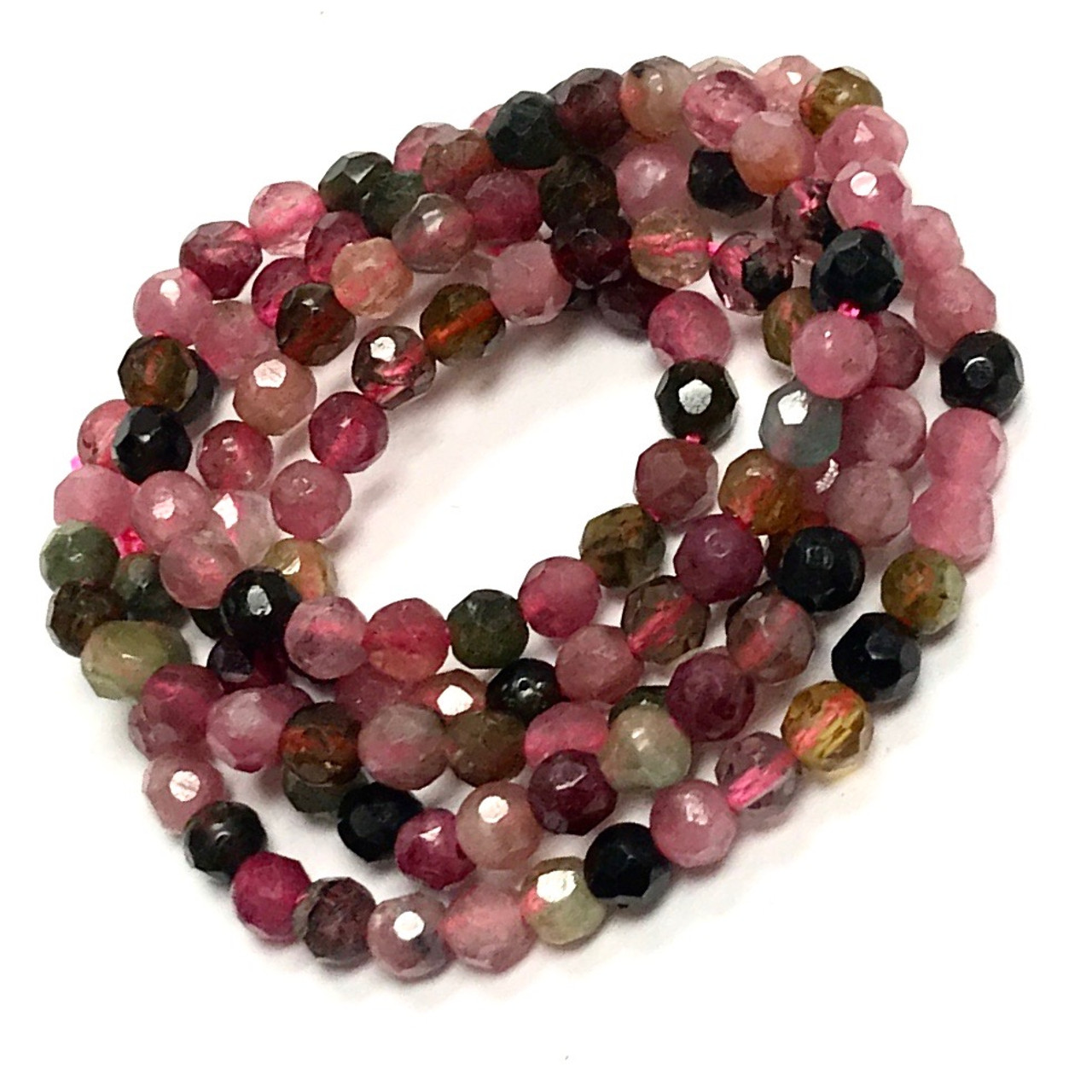 Rainbow Tourmaline Faceted Rondelle Beads, Wholesale Beads Store - Dearbeads