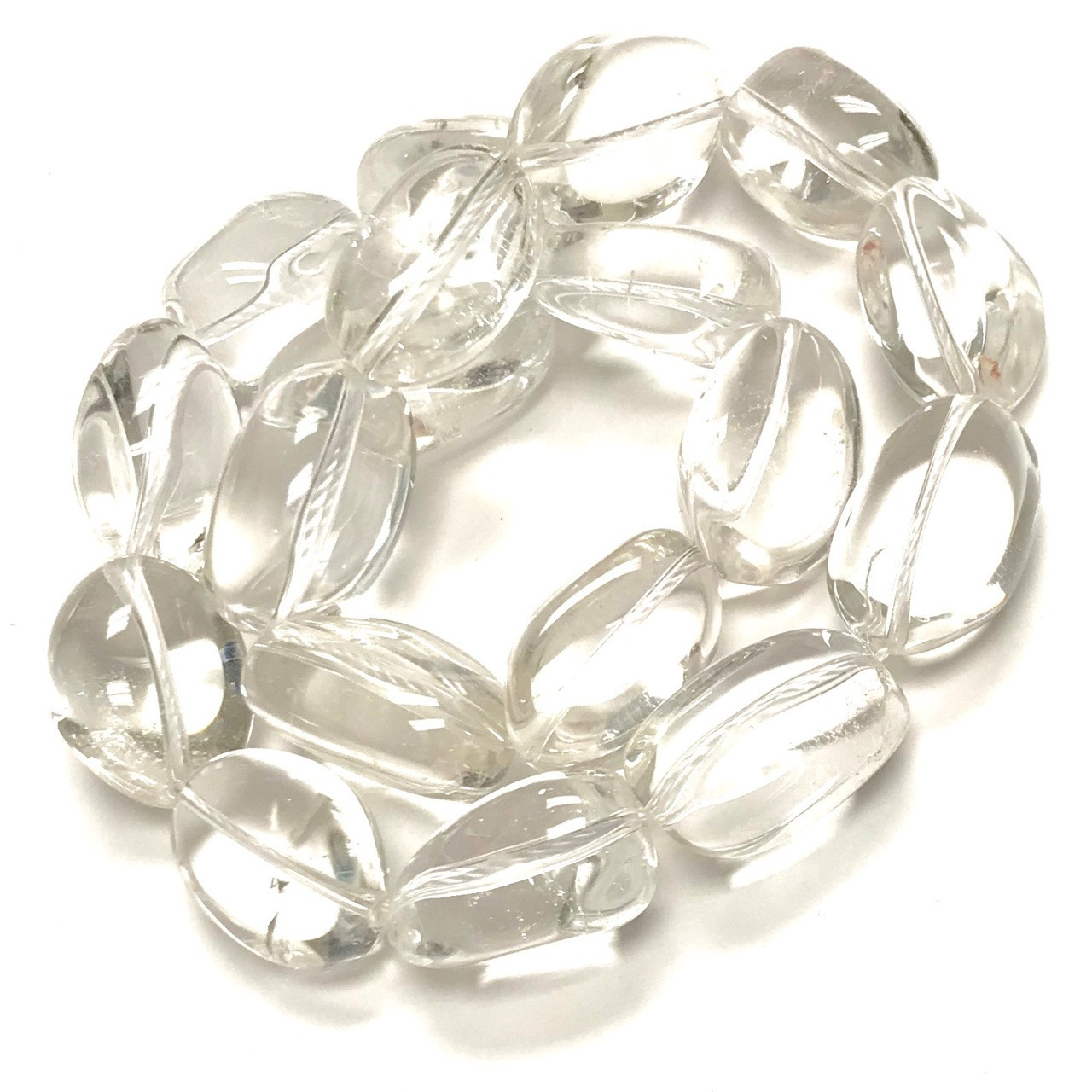 Lot of 12 Large Clear/Cloudy White Gemstone/Rock Beads, 1 inch