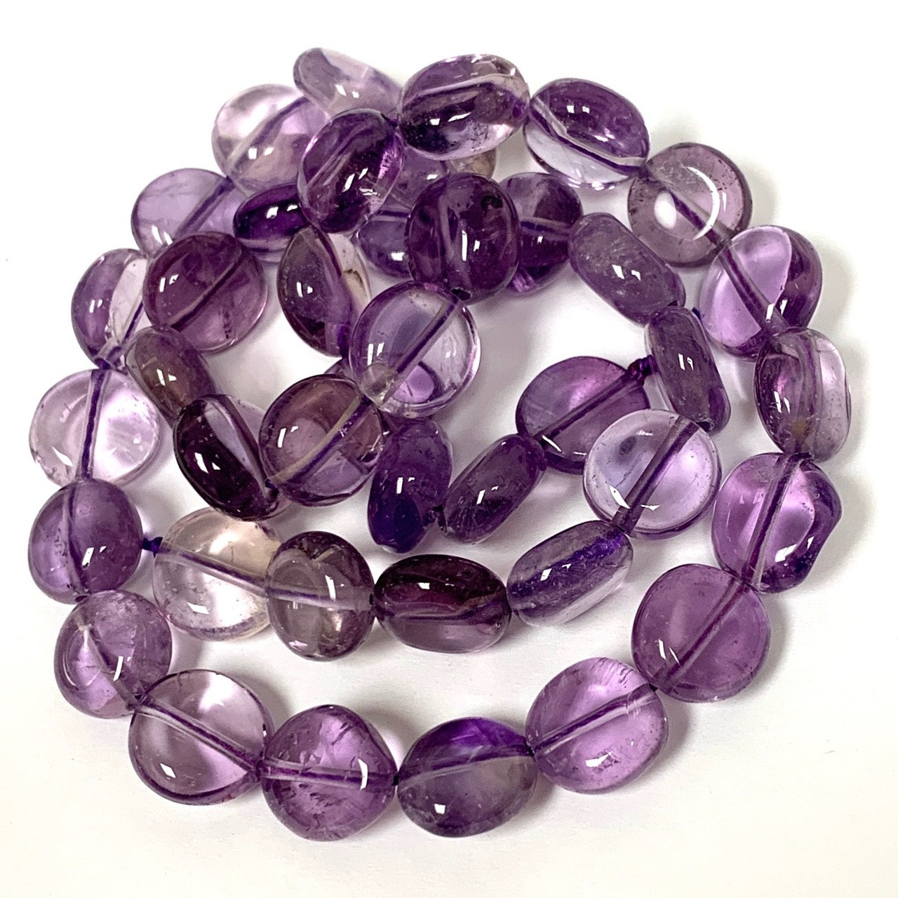 Amethyst Polished and Tumbled Flat Dime Beads