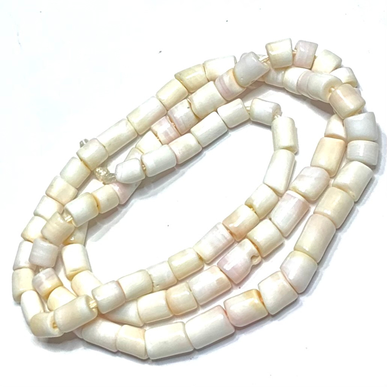 Genuine Italian Natural White Coral with a Hint of Pink-Gently Graduated  4-7mm Avg.