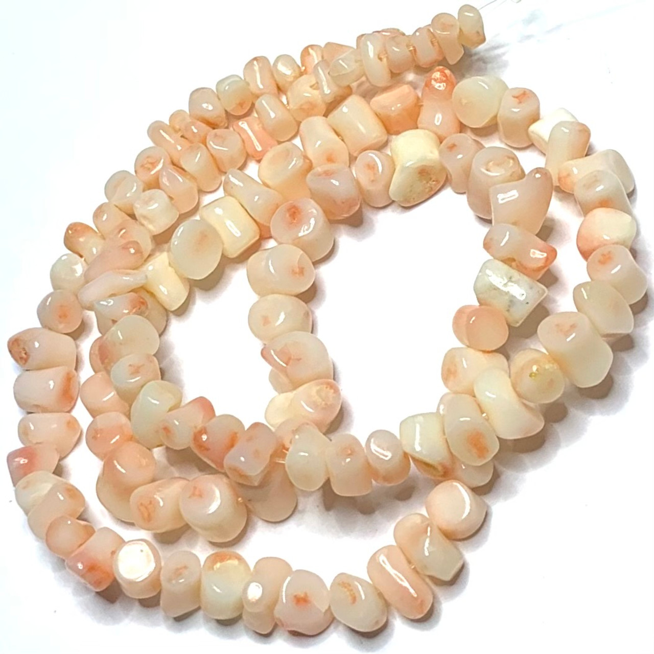 Pink Bamboo Coral Smooth Round Beads