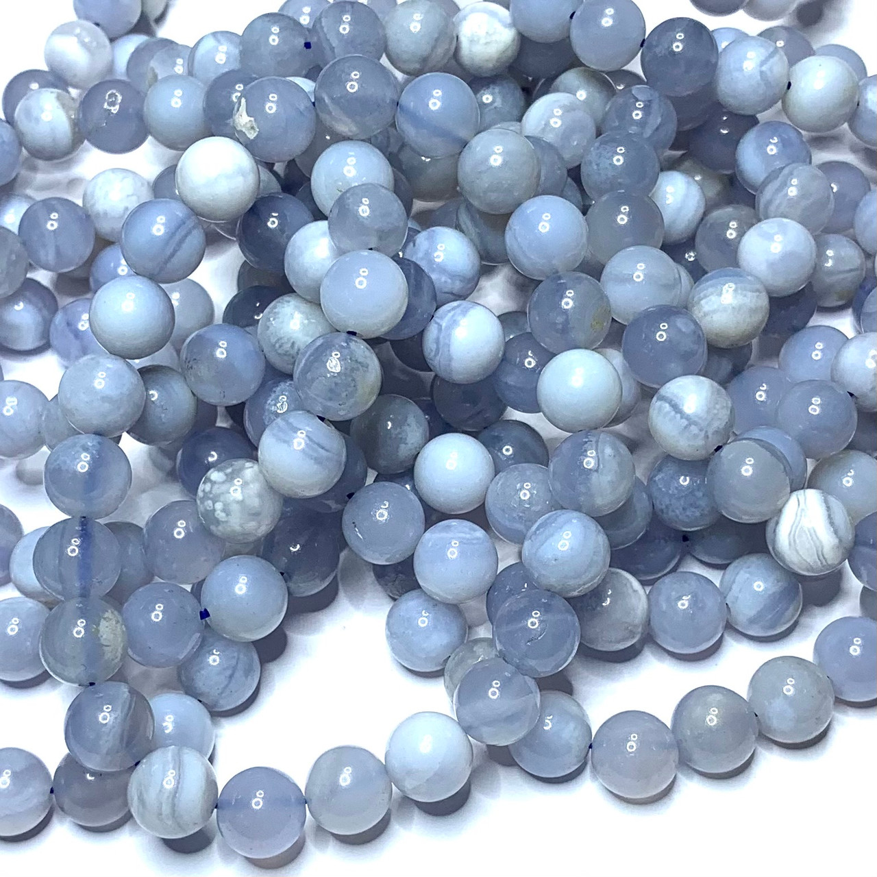 Blue Chalcedony, Blue Chalcedony Mala Beads