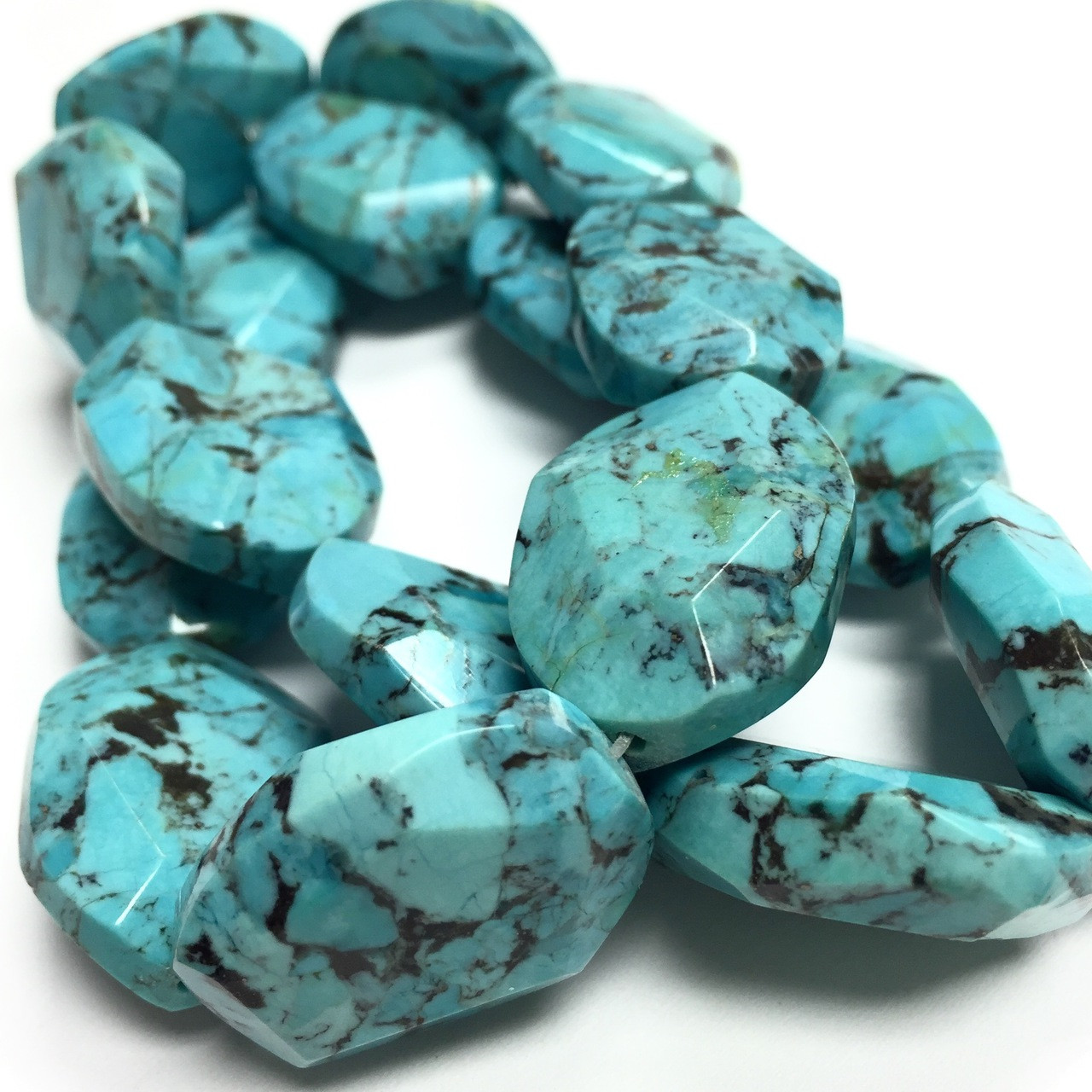 Faceted Composite Turquoise Oval Beads-18 x 25 x 8mm - A Grain of Sand