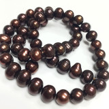 Freshwater Mocha Semi-Round Potato Pearl Beads 7.5-8mm