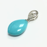 Smooth Turquoise Teardrop Pendant with Zircons-A+ Grade-12 x 16 x 6mm - 25527