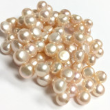 Freshwater Top Drilled Pink Button Pearl Beads-5-6mm