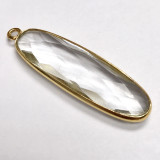 Faceted Crystal Quartz Vermeil Oval Focal Bead 35 x 10mm