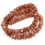 RARE Faceted Rough Cut Sunstone Rondell Beads