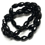 Black Onyx Faceted Olive Beads-14 x 10mm