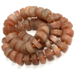 Peach Moonstone Matte Finish Rondell Beads 