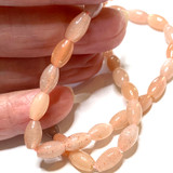 Polished Peach Moonstone Rice Beads-5 x 9mm (SP3303)