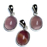 Purple Chalcedony Oval Pendants with Sterling Silver Bezel and Bail-A Grade-10 x 8mm (P3464)