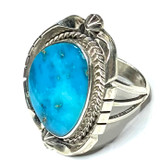 One of a Kind Kingman Turquoise and Sterling Silver Ring-30 x 22mm (SP3558)