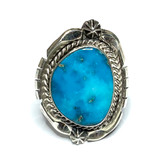 One of a Kind Kingman Turquoise and Sterling Silver Ring-30 x 22mm (SP3558)